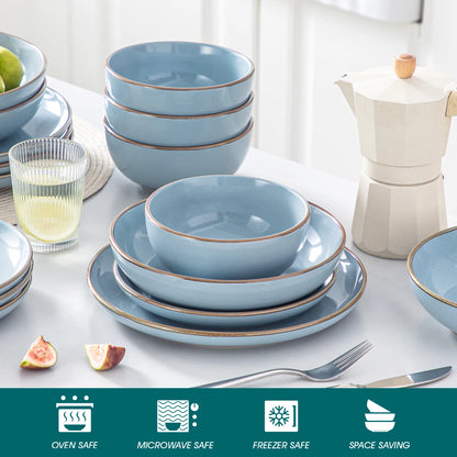 16/32 Piece Ceramic Glaze Tableware Set with Dinner/Dessert/Soup Plate/Bowl