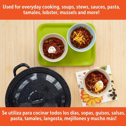 Steel Enamel Stock Pot Double Handles Heat Efficient