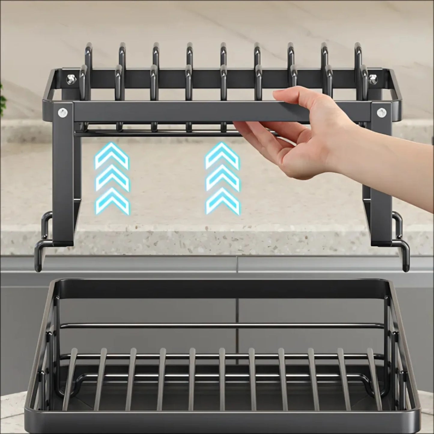 Stainless Steel Dish Drying Rack  Over Sink Plate Drainer Storage