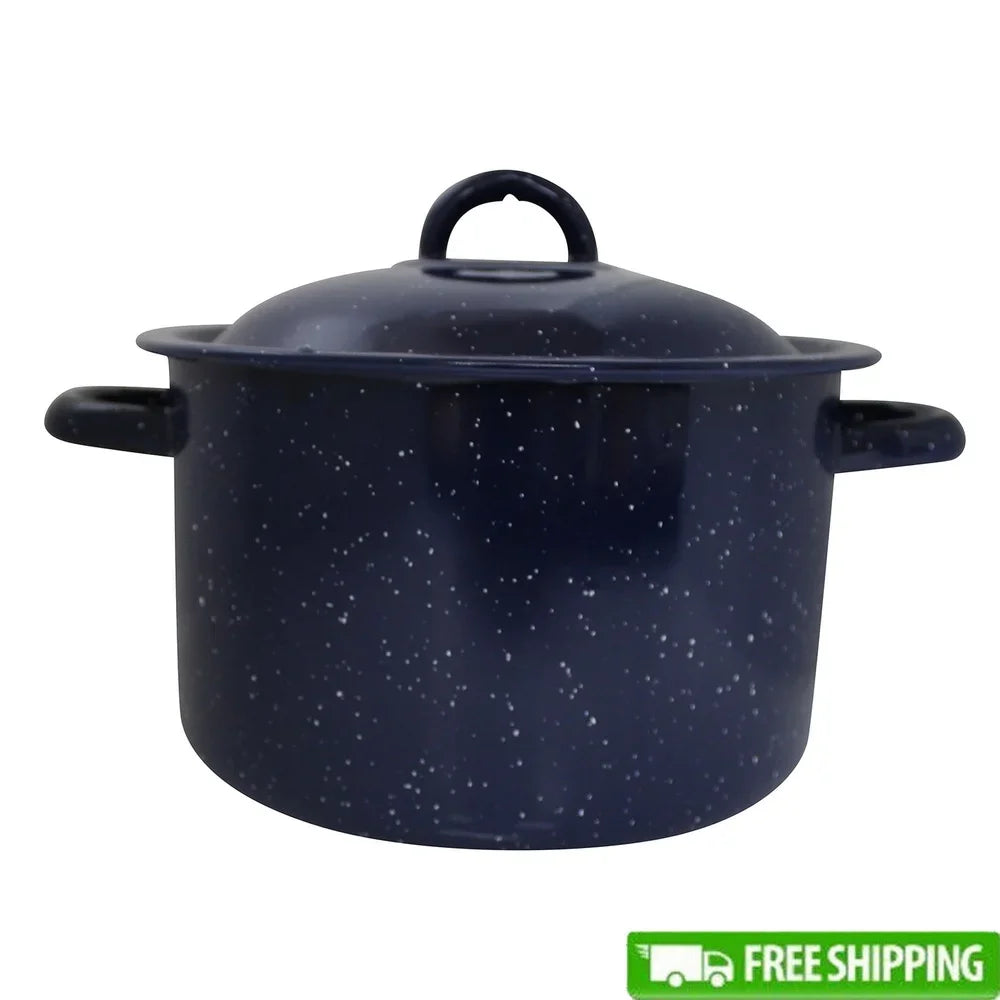 Steel Enamel Stock Pot Double Handles Heat Efficient