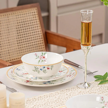 Bone China 12-Pieces Dinnerware Sets,  Chip and Crack Resistant, Dishwasher & Microwave Safe