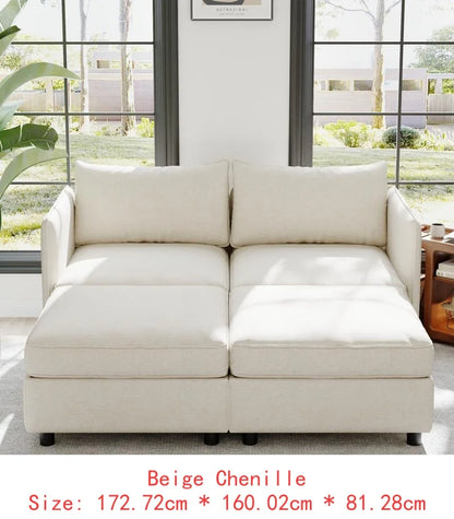 Modular  Sofa Set with Storage, 3-Seater Couch, Loveseat & Single Chair
