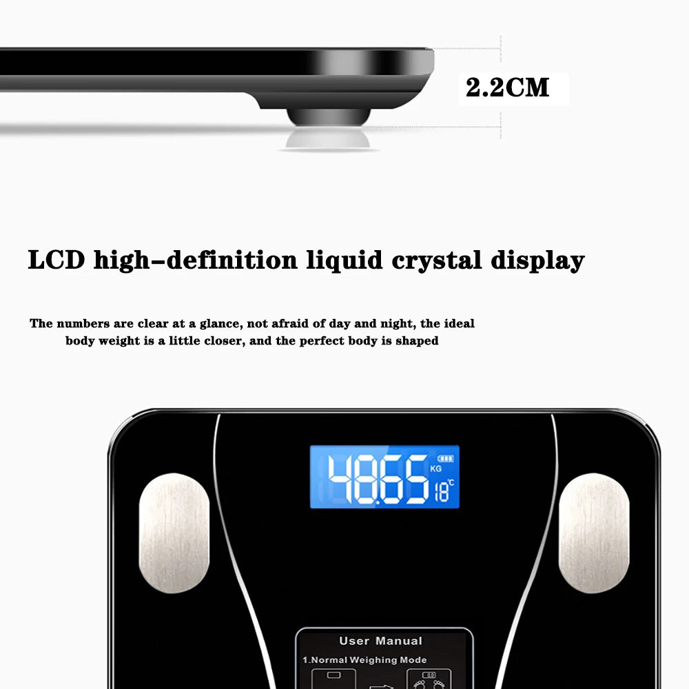 Smart Wireless Digital Bathroom Weight Scale, Body Composition Analyzer