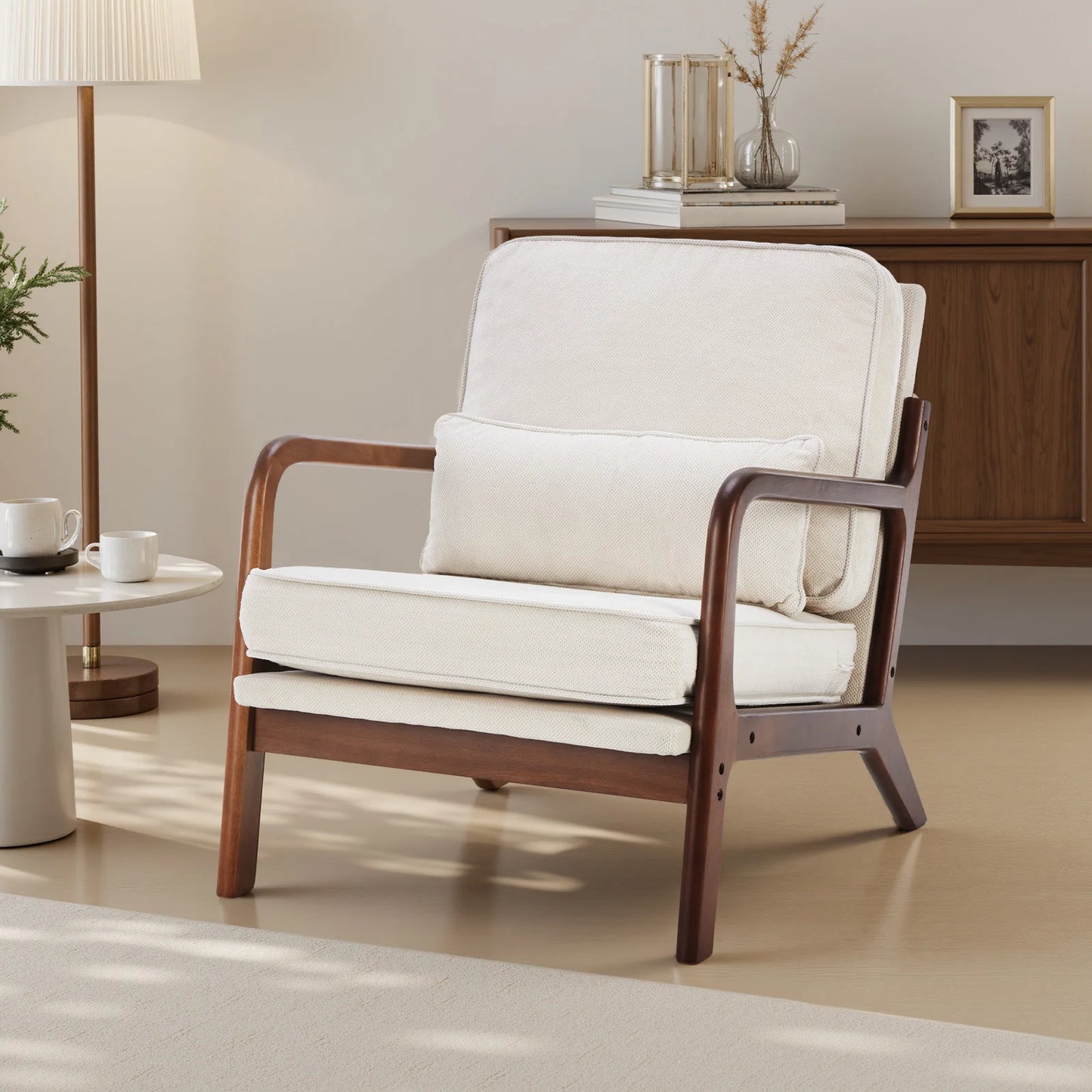 JHK Mid Century Modern Chair Solid Wooden Frame