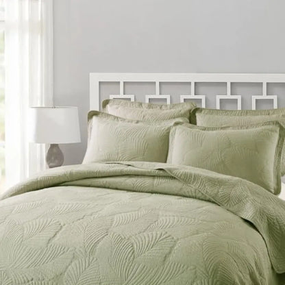Tropical Palm Tree King Size Quilt Set  Quilted Bedding Lightweight