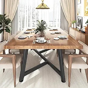 71" Farmhouse Solid Wood Dining Table for 4 6 8
