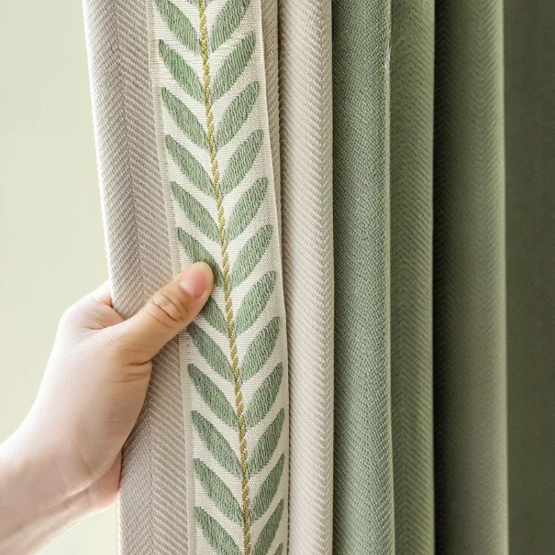 Japanese  Chenille Curtains for Living Dining Room Bedroom High-end Embroidery