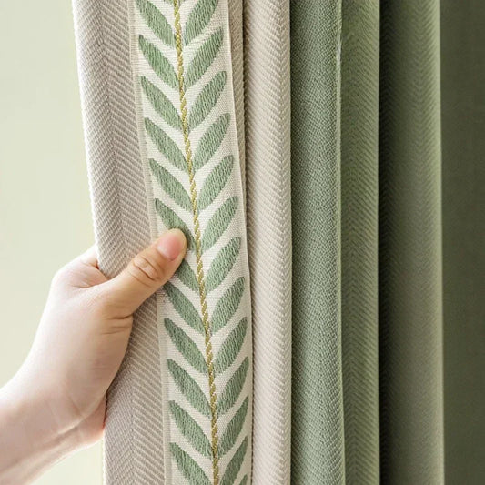 Japanese  Chenille Curtains for Living Dining Room Bedroom High-end Embroidery