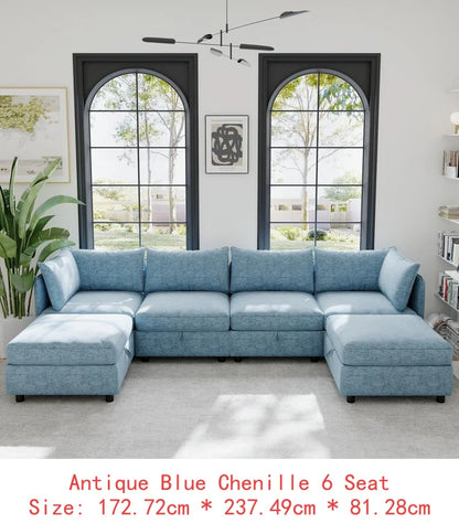 Modular  Sofa Set with Storage, 3-Seater Couch, Loveseat & Single Chair