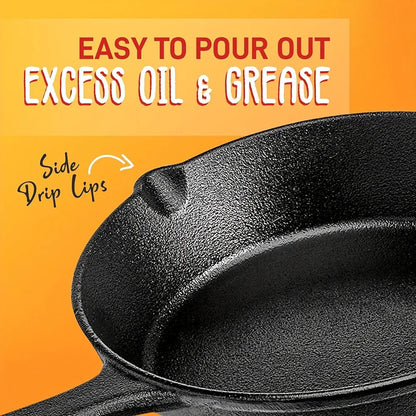 3-Piece Cast Iron Skillet Set (6/8/10 Inch) - Pre-Seasoned, Non-Stick,