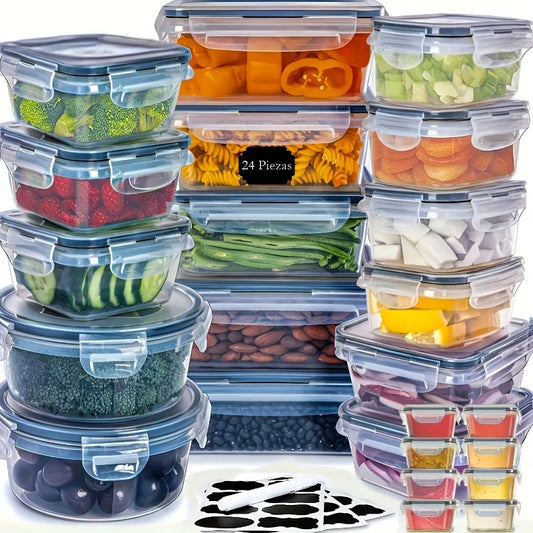 BPA-Free Food Storage Set - 24 Airtight Containers & Lids with Labels