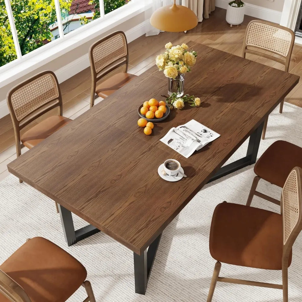 71" Farmhouse Solid Wood Dining Table for 4 6 8