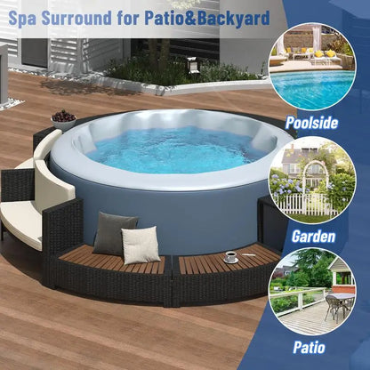 Rattan Sofa Set with Storage, Mini Sofa & Cushions for Patio or Backyard,