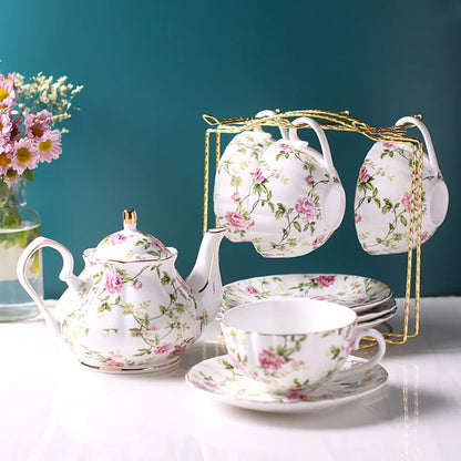 European coffee cup set female small luxury household simple elegant lovely small fresh ceramic flower tea cup