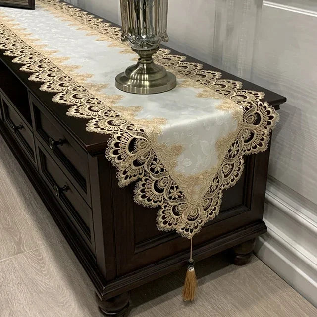 Oval Tablecloth  Runner Lace Pendant tassel Dresser Dust