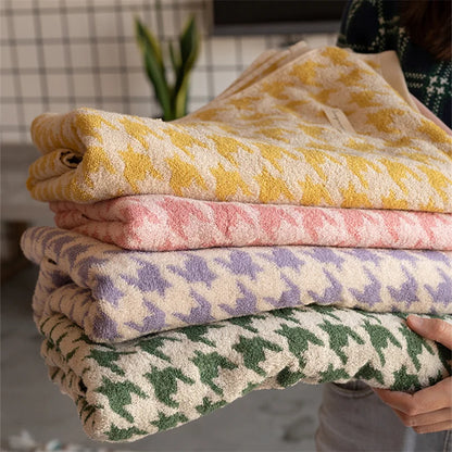 Absorbent Towel Classic Plaid Pure Cotton Bath Towel  Soft Face Towel