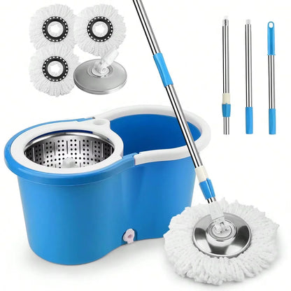Spin Mop & Bucket System – Adjustable Handle & 3 Mop Heads