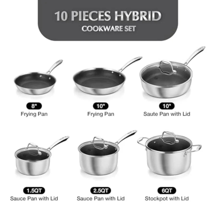 Triply Stainless Steel Cookware Set 10PCS Nonstick