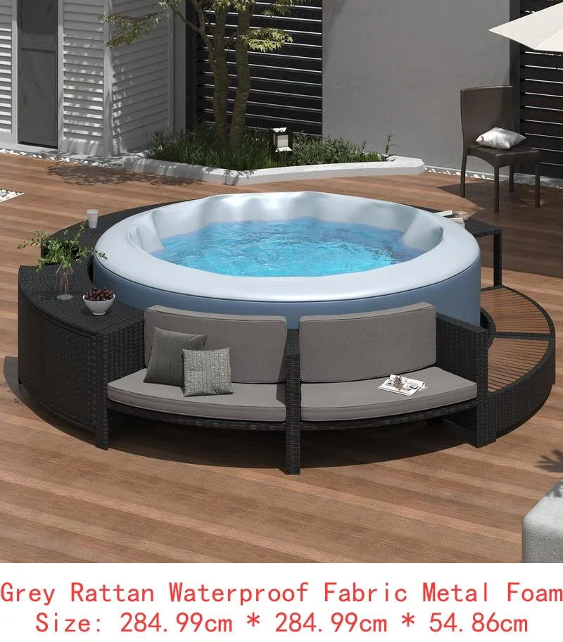 Rattan Sofa Set with Storage, Mini Sofa & Cushions for Patio or Backyard,
