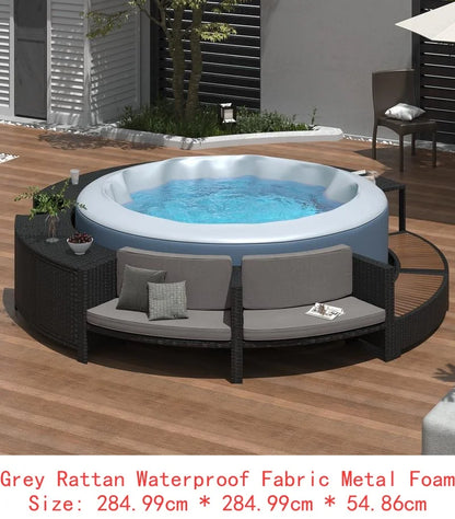 Rattan Sofa Set with Storage, Mini Sofa & Cushions for Patio or Backyard,