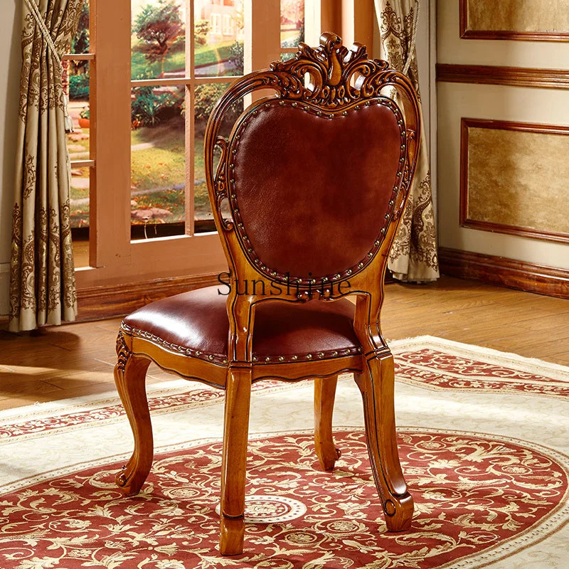 Dining table and chair combination solid wood marble round table with turntable
