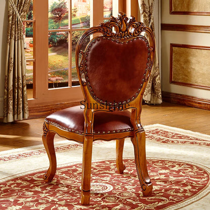 Dining table and chair combination solid wood marble round table with turntable