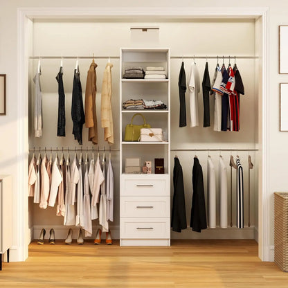 6-15FT Wooden Closet Organizer 8 Rods  White 2 Sets, Customized