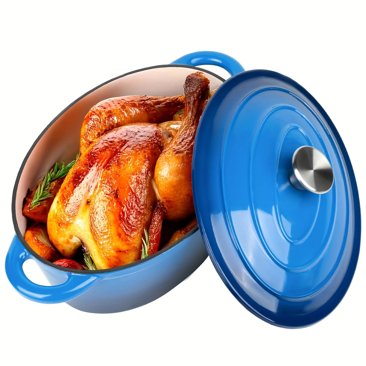 us4.5QT  Dutch Oven , Cast Iron Dutch Oven With Dual Handles , Cooking, Non-stick Enamel Coated Cookwared