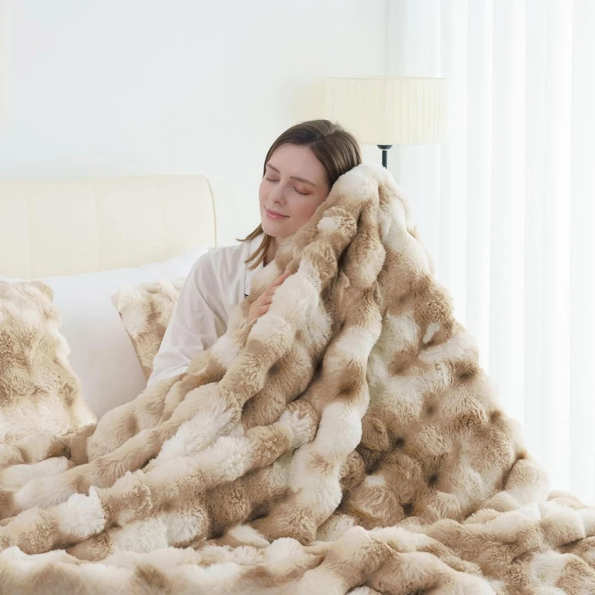 Faux Rabbit Fleece Blanket -  6 lbs Faux Rabbit Fleece- Bedspread