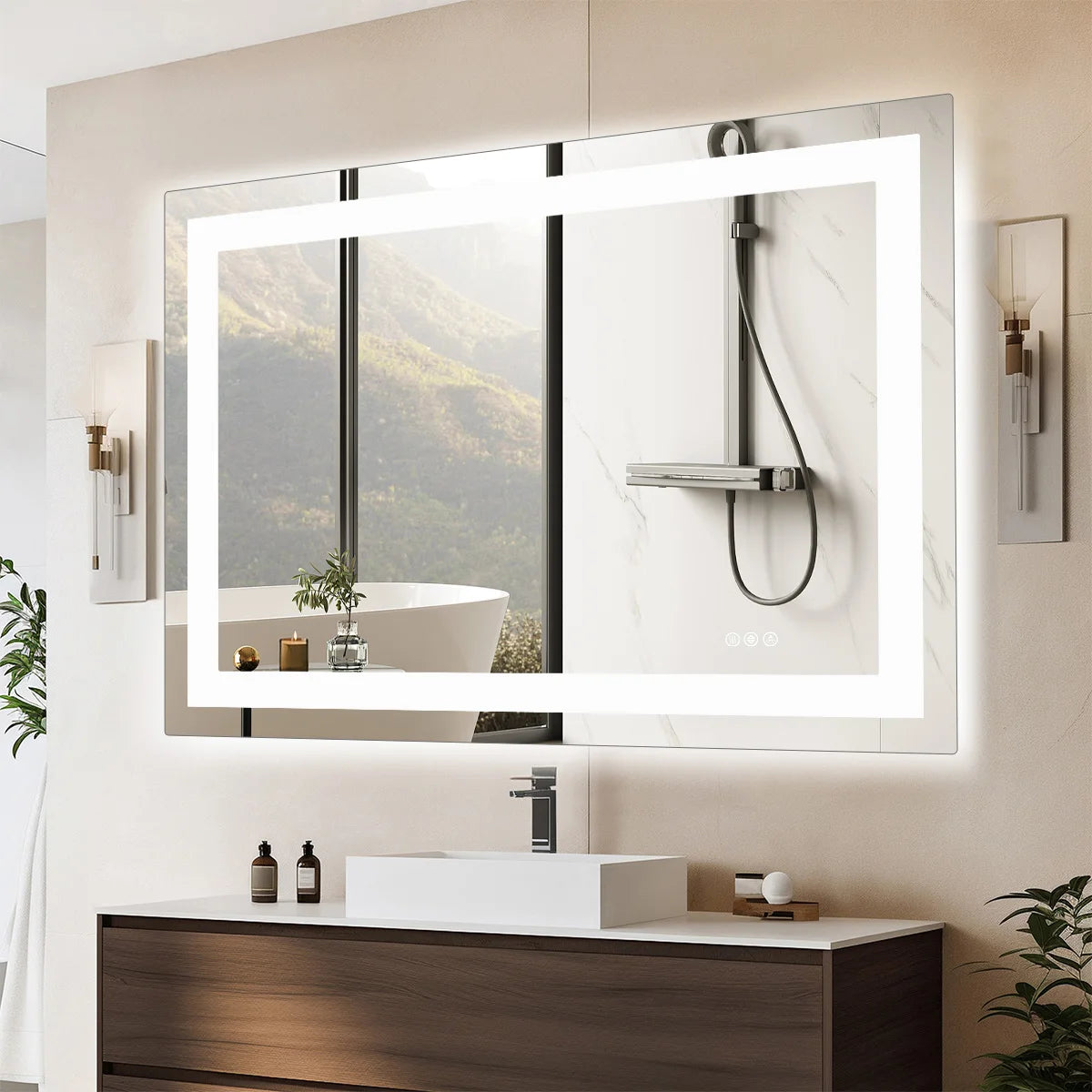 JHK 36"x 24"LED Bathroom Vanity Mirror for Wall Memory Function Tempered Glass
