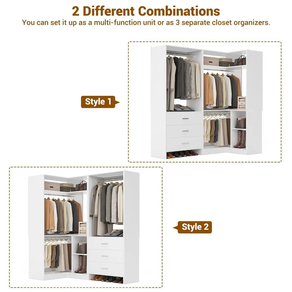 3 Drawers, 2 Hanging Rods  Corner Tower, Corner Closet System