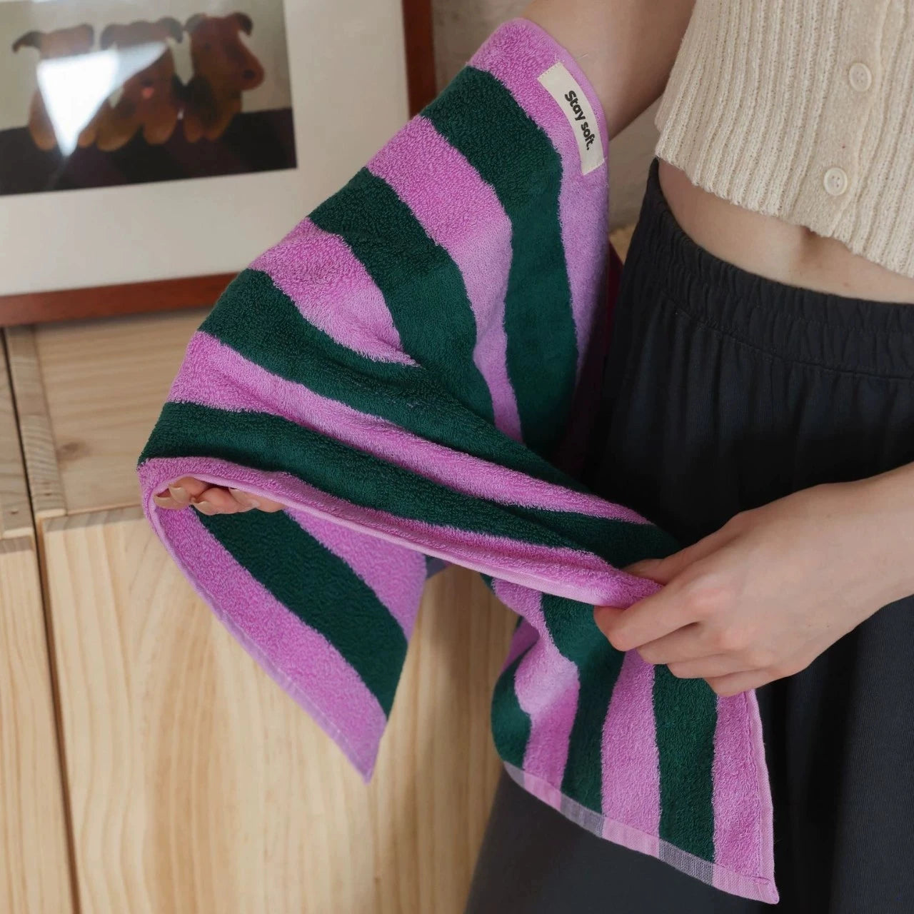 Striped Bath Towel  Washcloth Bathroom Towels