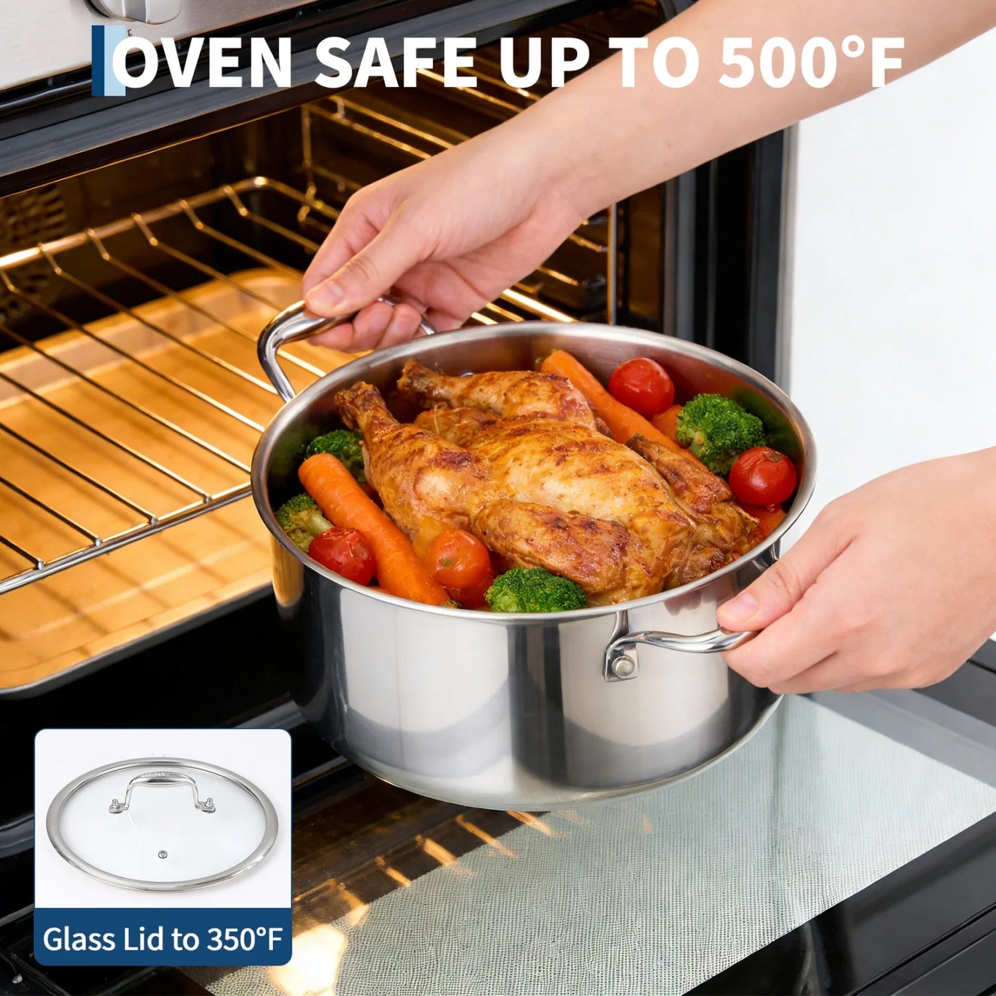 Stainless Steel 11-Piece Cookware Set with Lids, Frying Pans, Saute Pan & Stock Pot
