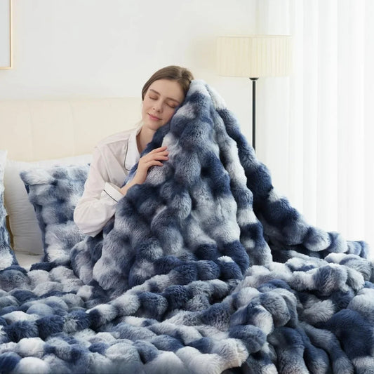 Faux Rabbit Fleece Blanket -  6 lbs Faux Rabbit Fleece- Bedspread