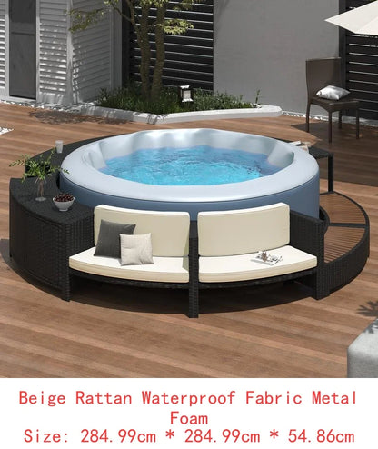 Rattan Sofa Set with Storage, Mini Sofa & Cushions for Patio or Backyard,