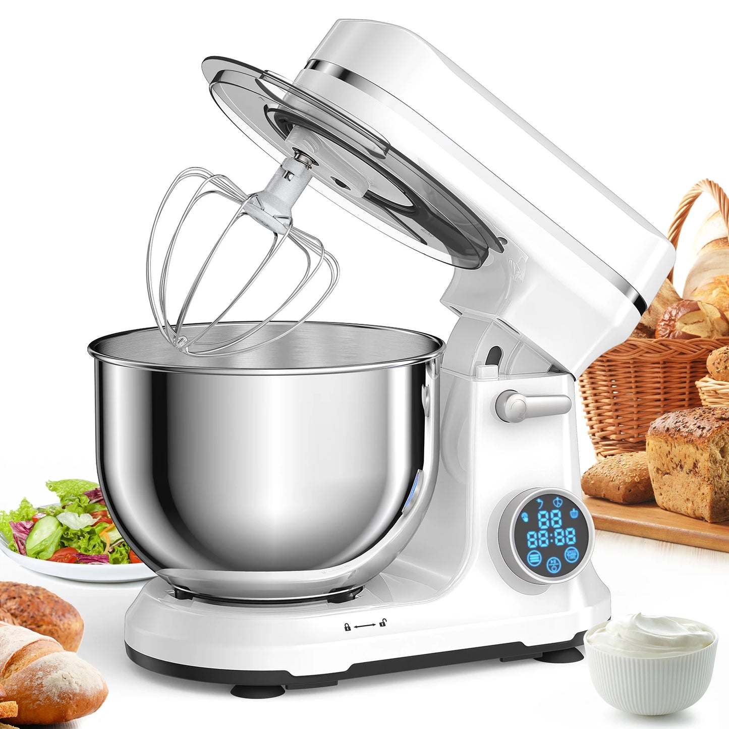 BioloMix Kitchen Stand Mixer,  Dough Hook, Whisk