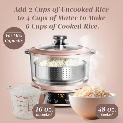 Glass Low Carb Rice Cooker Auto Lift Filter Basket