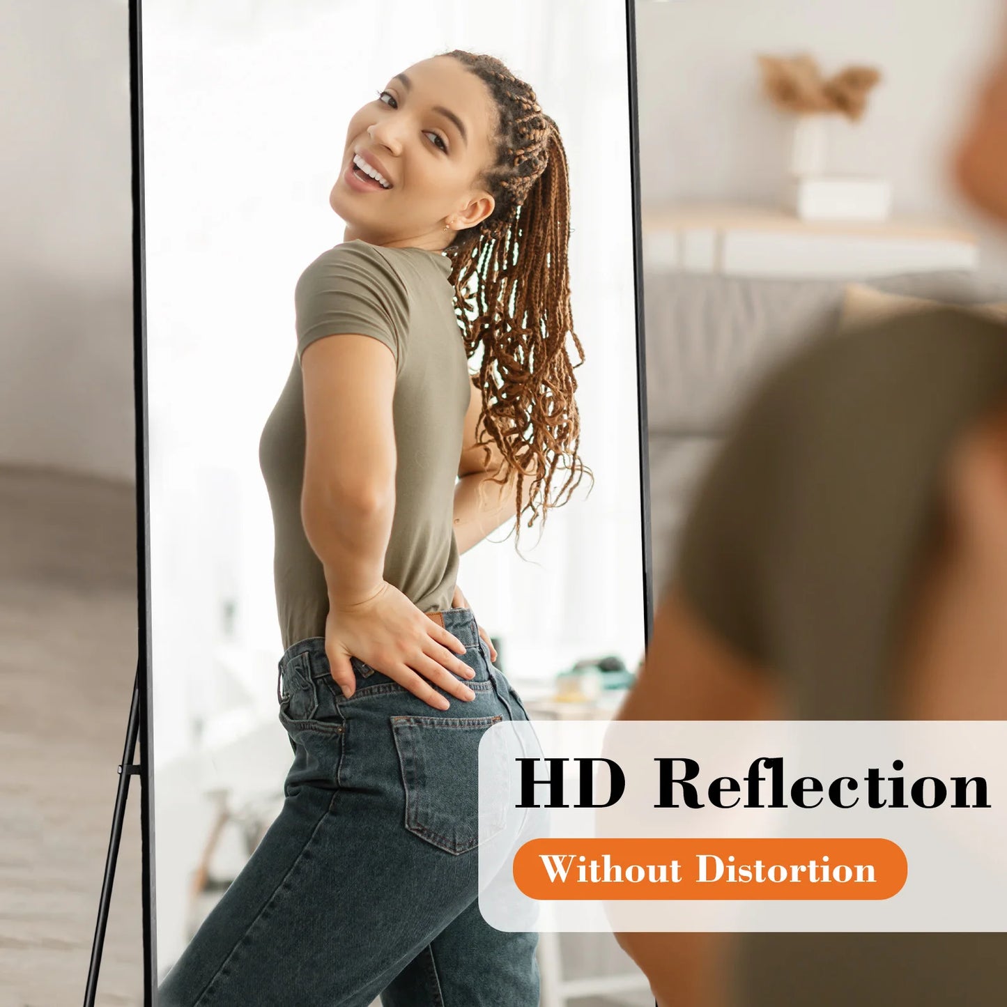 JHK 64"x21" Full  Wall Mirror Standing Hanging or Leaning Wall-Mounted Mirrors with Stand