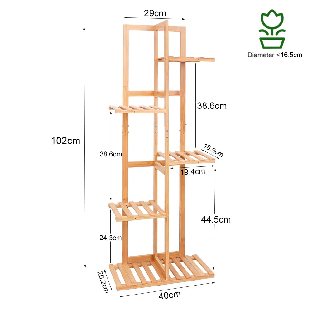 6/7 Pot Vertically Bamboo Flower Shelf Plant  Pots Display Corner Shelving