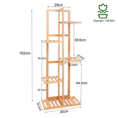 6/7 Pot Vertically Bamboo Flower Shelf Plant  Pots Display Corner Shelving