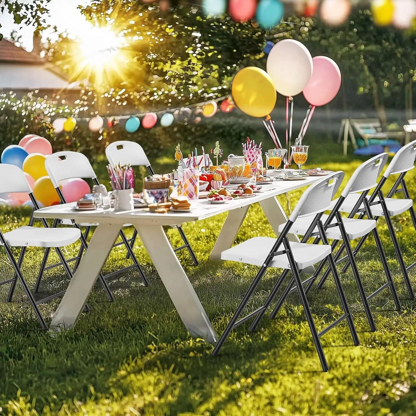 Pack of 10\\White or Black   Plastic chairs for Indoors or Outdoors Sturdy Frame