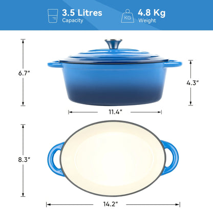 us4.5QT  Dutch Oven , Cast Iron Dutch Oven With Dual Handles , Cooking, Non-stick Enamel Coated Cookwared