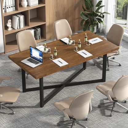 71" Farmhouse Solid Wood Dining Table for 4 6 8