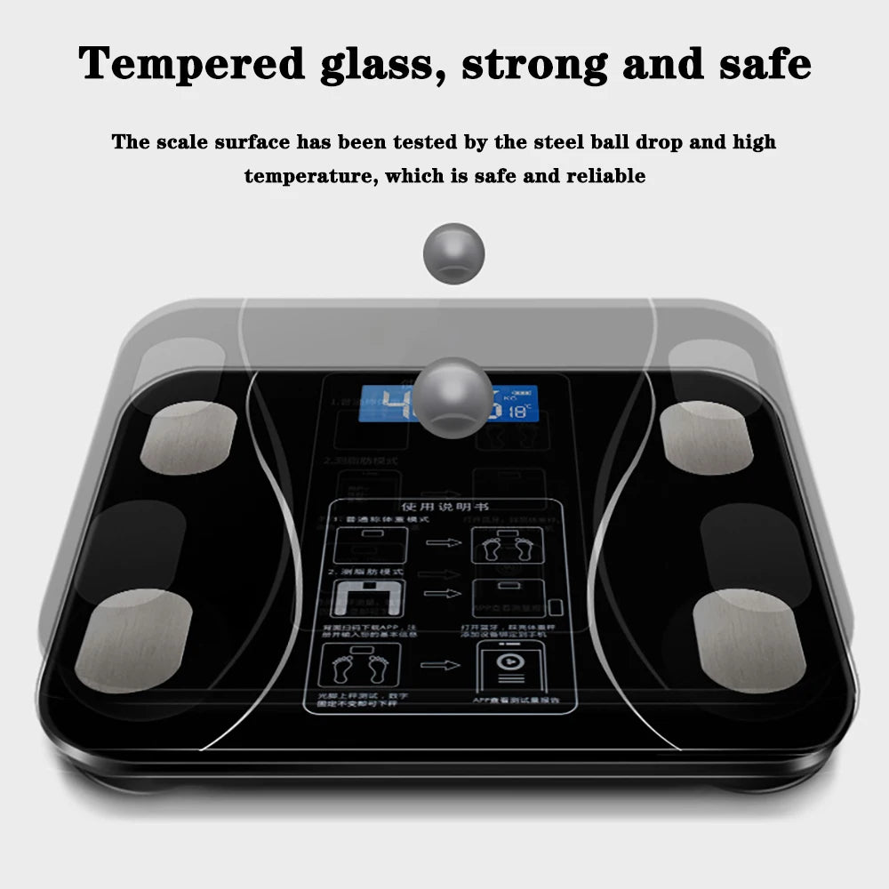 Smart Wireless Digital Bathroom Weight Scale, Body Composition Analyzer