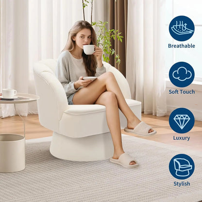 Modern Swivel Barrel Accent Chair 360° Upholstered  Backrest & Plush Padding