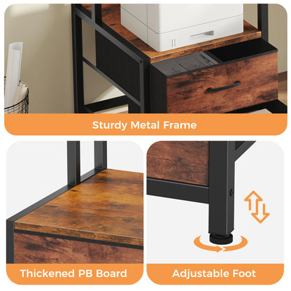 JHK 67In Desk with 5 Storage Drawers LED Lights Power Outlets