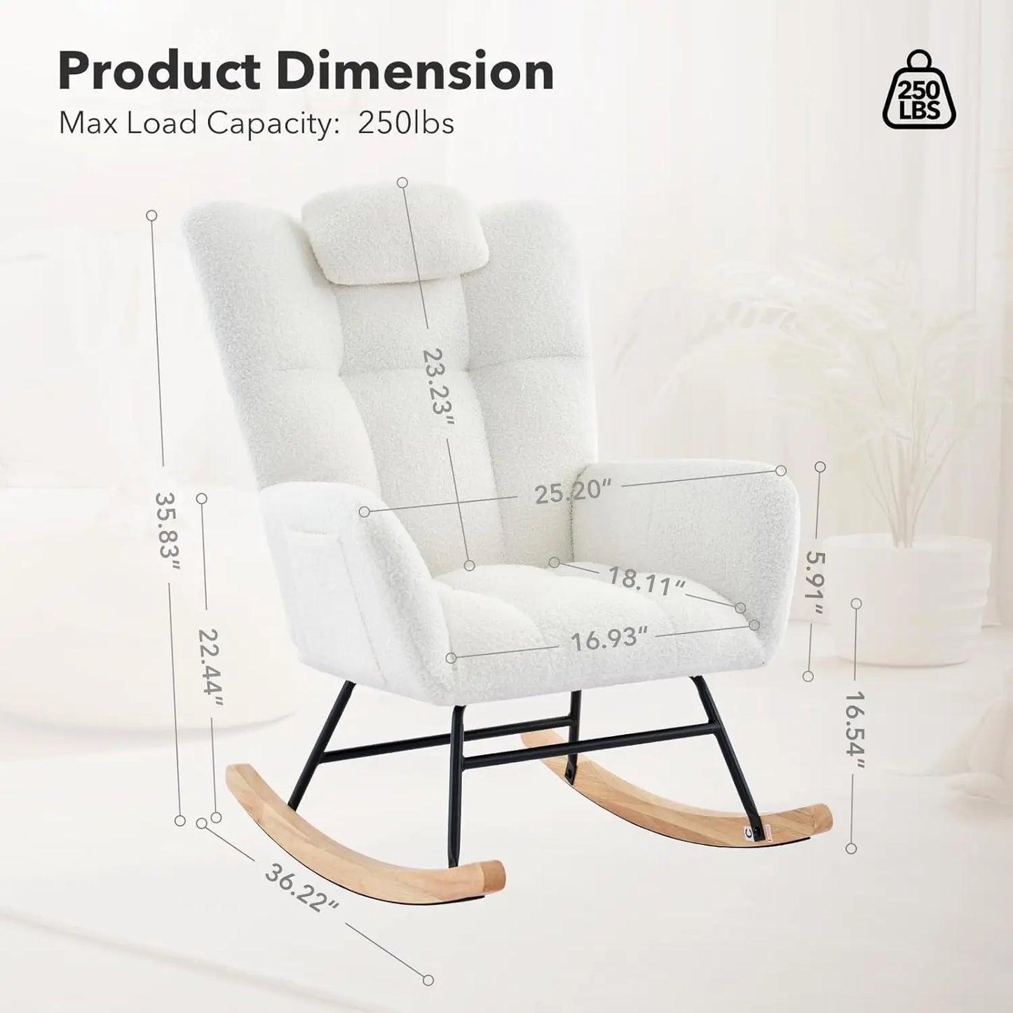Upholstered  Rocking Chairs, with Side Pocket
