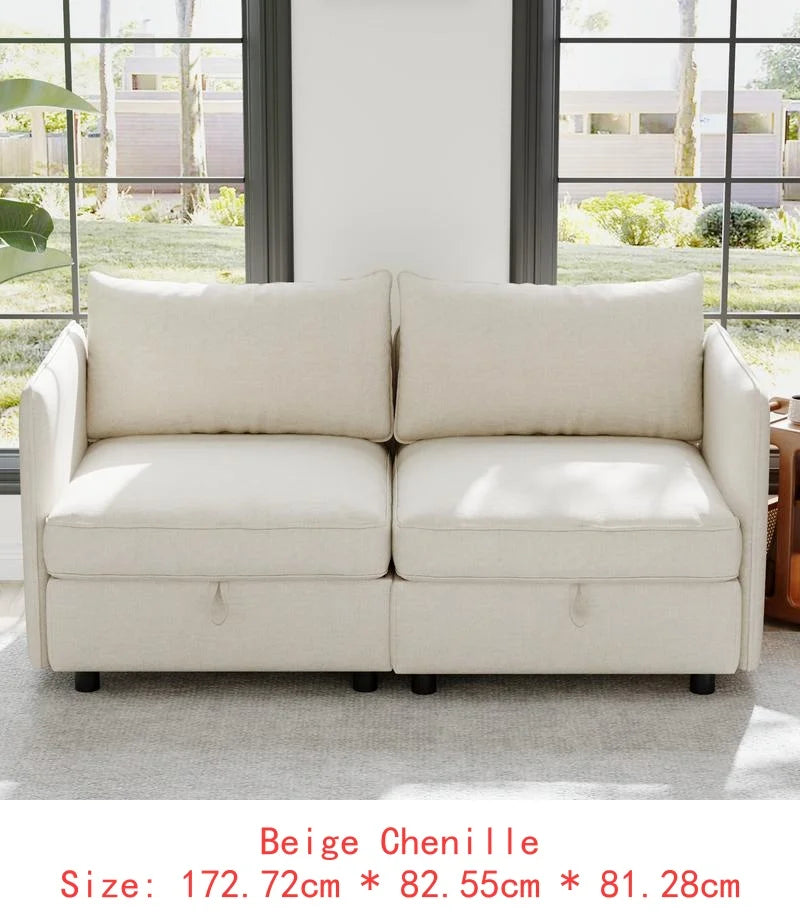 Modular  Sofa Set with Storage, 3-Seater Couch, Loveseat & Single Chair