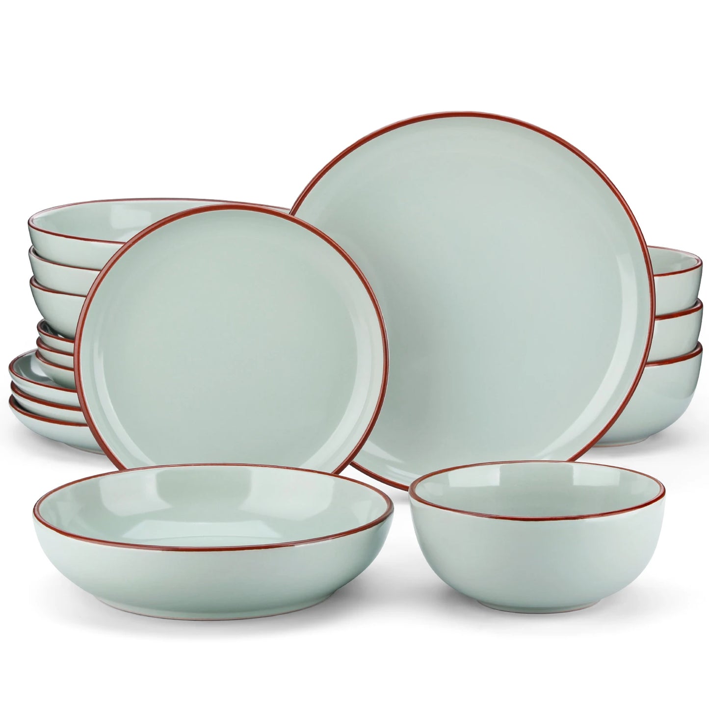 16/32 Piece Ceramic Glaze Tableware Set with Dinner/Dessert/Soup Plate/Bowl
