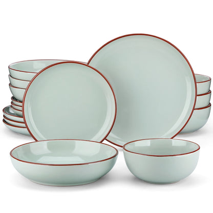 16/32 Piece Ceramic Glaze Tableware Set with Dinner/Dessert/Soup Plate/Bowl